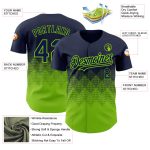 Custom Name and Number Authentic Baseball Jersey with Personalized Navy Neon Green 3D Pattern Gradient Square Design Personalized