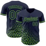Custom Name and Number Leopard Print Baseball Jersey - Personalized Navy Neon Green 3D Pattern Design Fashion Personalized