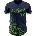 Custom Name and Number Leopard Print Baseball Jersey - Personalized Navy Neon Green 3D Pattern Design Fashion Personalized