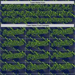 Custom Name and Number 3D Pattern Baseball Jersey - Personalized Navy and Neon Green Slant Lines Design Personalized Navy
