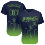 Personalized Seattle City Edition Baseball Jersey Neon Green Navy 3D Fade Custom Name Number Authentic Personalized Navy