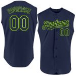 Custom Name and Number Personalized Navy Neon Green Baseball Jersey - Authentic Sleeveless Team Gear Personalized Navy Neon