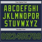 Custom Navy Neon Green Bomber Varsity Letterman Jacket Personalized with Name and Number Personalized Navy Neon Green Bomber