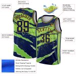 Personalized Custom Name and Number Basketball Jersey - Navy Neon Green-Gold 3D Torn Paper Style Design Personalized Navy