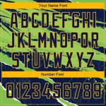 Personalized Custom Name and Number Basketball Jersey - Navy Neon Green-Gold 3D Torn Paper Style Design Personalized Navy