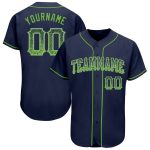 Custom Team Name Number Personalized Navy Neon Green-Gray Baseball Jersey Authentic Drift Fashion Personalized Navy Neon