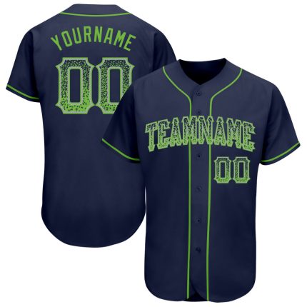 Custom Team Name Number Personalized Navy Neon Green-Gray Baseball Jersey Authentic Drift Fashion Personalized Navy Neon