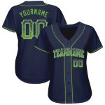 Custom Team Name Number Personalized Navy Neon Green-Gray Baseball Jersey Authentic Drift Fashion Personalized Navy Neon