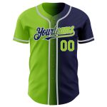 Personalized Gradient Baseball Jersey Custom Name Number Navy Neon Green-Gray Fashion Personalized Navy Neon Green-Gray Authentic