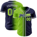Personalized Gradient Baseball Jersey Custom Name Number Navy Neon Green-Gray Fashion Personalized Navy Neon Green-Gray Authentic