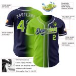 Personalized Gradient Baseball Jersey Custom Name Number Navy Neon Green-Gray Fashion Personalized Navy Neon Green-Gray Authentic