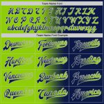 Custom Team Name Number Navy Neon Green Gray Bomber Varsity Letterman Gradient Jacket Full-Snap Fashion Apparel Personalized