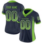 Custom Navy Neon Green-Gray Mesh Football Jersey Personalized with Name and Number - Drift Fashion Team Apparel Personalized