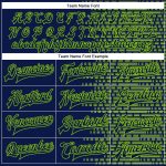 Custom Name and Number Navy Neon Green Halftone 3D Pattern Varsity Letterman Bomber Jacket Personalized Navy Neon Green Halftone