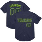 Personalized Neon Green Mesh Baseball Jersey - Authentic Navy Throwback Personalized Navy Neon Green Mesh Authentic Throwback