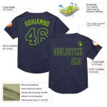 Personalized Neon Green Mesh Baseball Jersey - Authentic Navy Throwback Personalized Navy Neon Green Mesh Authentic Throwback