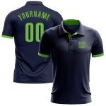 Custom Name Number Navy Neon Green Performance Golf Polo Shirt - Personalized Team Apparel Personalized Navy Neon Green Performance
