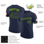 Custom Team Name Number Navy Neon Green Performance T-Shirt - Personalized Activewear Personalized Navy Neon Green Performance