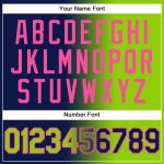 Custom Name and Number Unisex Softball Jersey - Personalized Navy Neon Green-Pink Gradient Two-Button Design Personalized