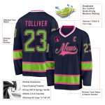Custom Name and Number Hockey Jersey in Navy Neon Green-Pink - Personalized Team Gear Personalized Navy Neon Green-Pink Hockey