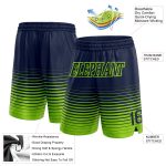 Custom Personalized Basketball Shorts with Name and Number - Navy Neon Green Pinstripe Fade Fashion Design Personalized Navy