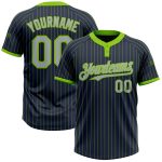 Custom Name and Number Softball Jersey - Personalized Navy Neon Green Pinstripe Gray Two-Button Unisex Design Personalized