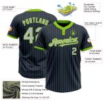 Custom Name and Number Softball Jersey - Personalized Navy Neon Green Pinstripe Gray Two-Button Unisex Design Personalized
