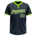 Custom Name and Number Softball Jersey - Personalized Navy Neon Green Pinstripe Gray Two-Button Unisex Design Personalized
