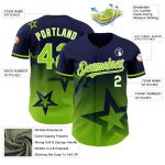 Custom Name & Number 3D Pattern Twinkle Star Baseball Jersey - Personalized Navy Green-White Gradient Design Personalized