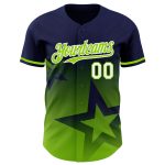 Custom Name & Number 3D Pattern Twinkle Star Baseball Jersey - Personalized Navy Green-White Gradient Design Personalized