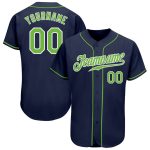 Personalized Navy Baseball Jersey with Neon Green and White Accents - Authentic Design Personalized Navy Neon Green-White