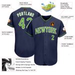 Custom Name and Number Authentic Baseball Jersey - Personalized Navy Neon Green-White Team Apparel Personalized Navy Neon