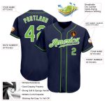 Personalized Navy Baseball Jersey with Neon Green and White Accents - Authentic Design Personalized Navy Neon Green-White