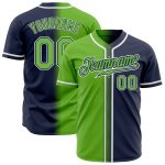 Custom Name and Number Navy Green White Gradient Baseball Jersey - Authentic Fashion Team Apparel Personalized Navy Neon
