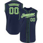 Custom Name & Number Personalized Baseball Jersey - Navy Neon Green White Sleeveless Authentic Personalized Navy Neon Green-White