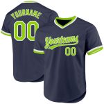 Custom Personalized Throwback Baseball Jersey - Navy Neon Green & White with Name and Number Personalized Navy Neon Green-White