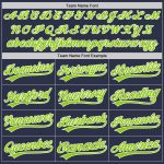 Custom Personalized Throwback Baseball Jersey - Navy Neon Green & White with Name and Number Personalized Navy Neon Green-White