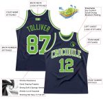Personalized Navy Neon Green White Basketball Jersey - Authentic Throwback Style Personalized Navy Neon Green-White Authentic