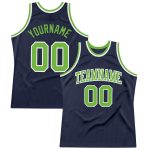 Personalized Navy Neon Green White Basketball Jersey - Authentic Throwback Style Personalized Navy Neon Green-White Authentic