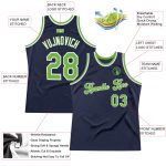Custom Personalized Throwback Basketball Jersey with Name & Number - Navy Neon Green-White Personalized Navy Neon Green-White