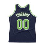 Custom Personalized Throwback Basketball Jersey with Name & Number - Navy Neon Green-White Personalized Navy Neon Green-White