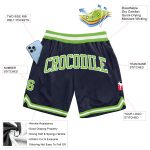 Custom Name and Number Personalized Basketball Shorts - Navy Neon Green White Authentic Throwback Design Personalized Navy