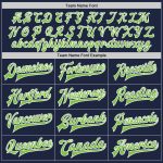 Personalized Team Letterman Jacket Navy Green White Bomber Full-Snap Custom Name Number Personalized Navy Neon Green-White