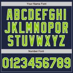 Custom Name Number Neon Green White Navy Bomber Varsity Letterman Two Tone Jacket Full-Snap Team Apparel Personalized Navy