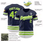 Custom Name and Number Authentic Baseball Jersey - Personalized Navy Neon Green White Line Personalized Navy Neon Green-White