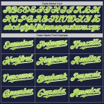 Custom Name and Number Authentic Baseball Jersey - Personalized Navy Neon Green White Line Personalized Navy Neon Green-White