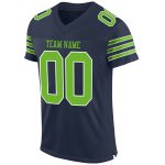 Personalized Navy Football Jersey Neon Green and White Mesh Authentic Design Personalized Navy Neon Green-White Mesh Authentic