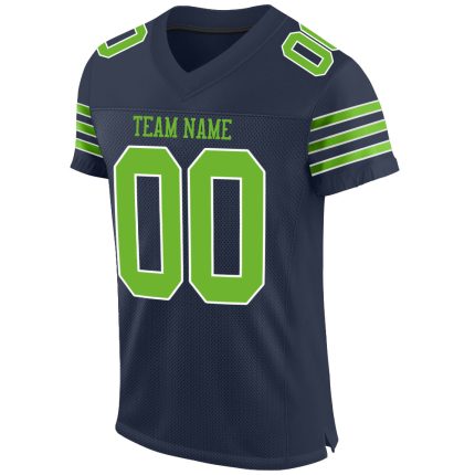 Personalized Navy Football Jersey Neon Green and White Mesh Authentic Design Personalized Navy Neon Green-White Mesh Authentic