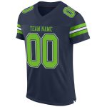 Custom Personalized Football Jersey with Team Name and Number in Navy, Neon Green, and White Mesh Personalized Navy Neon