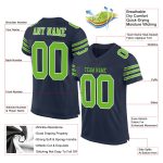 Personalized Navy Football Jersey Neon Green and White Mesh Authentic Design Personalized Navy Neon Green-White Mesh Authentic